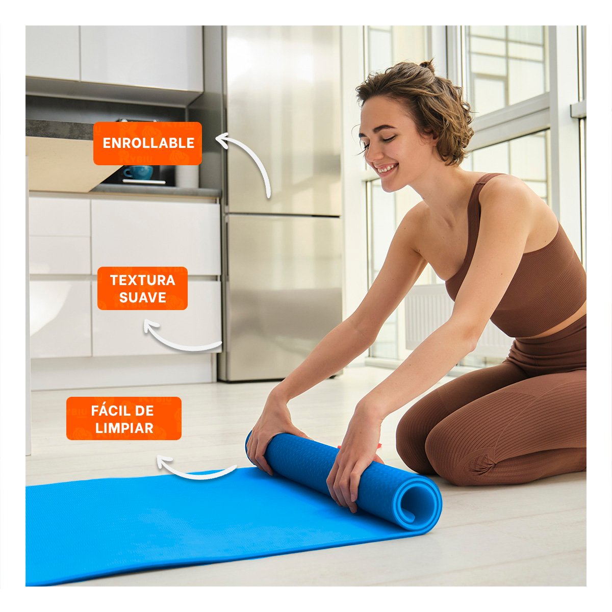 ALFOMBRA FLEXIBLE AZUL DE GOMA EVA 61X183CM PARA FITNESS Y ACTIVIDADES EN CASA Y+REGALO STICKER - 5