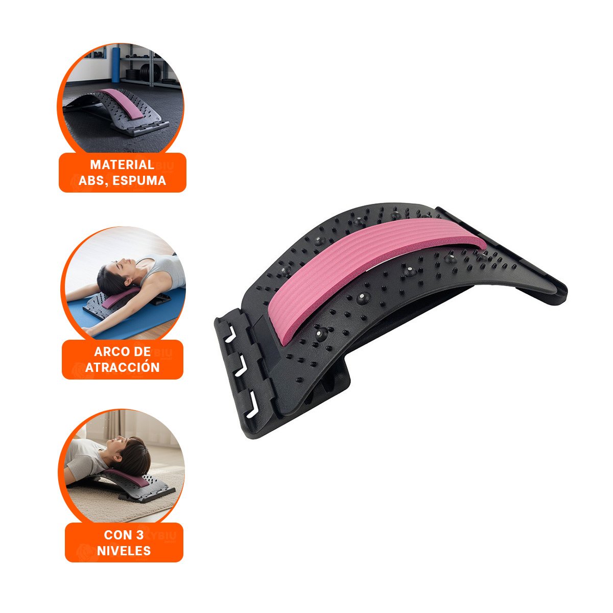 DISPOSITIVO LUMBAR GUINDA COMODO PARA RELAJAR MUSCULOS Y MEJORAR POSTURA - 3