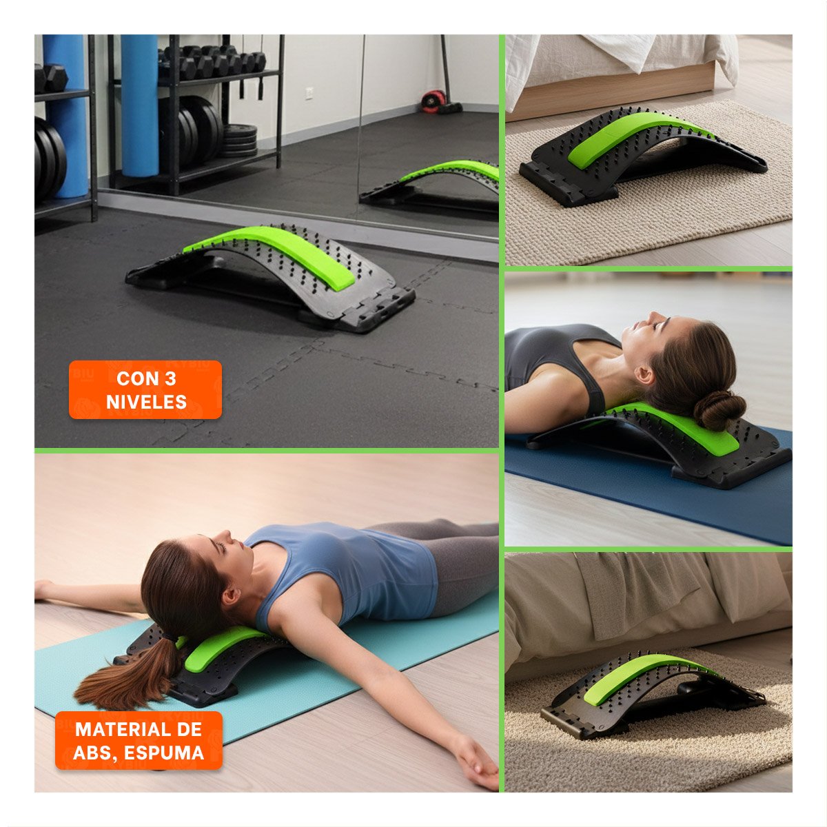 DISPOSITIVO LUMBAR VERDE COMODO PARA RELAJAR MUSCULOS Y MEJORAR POSTURA - 5
