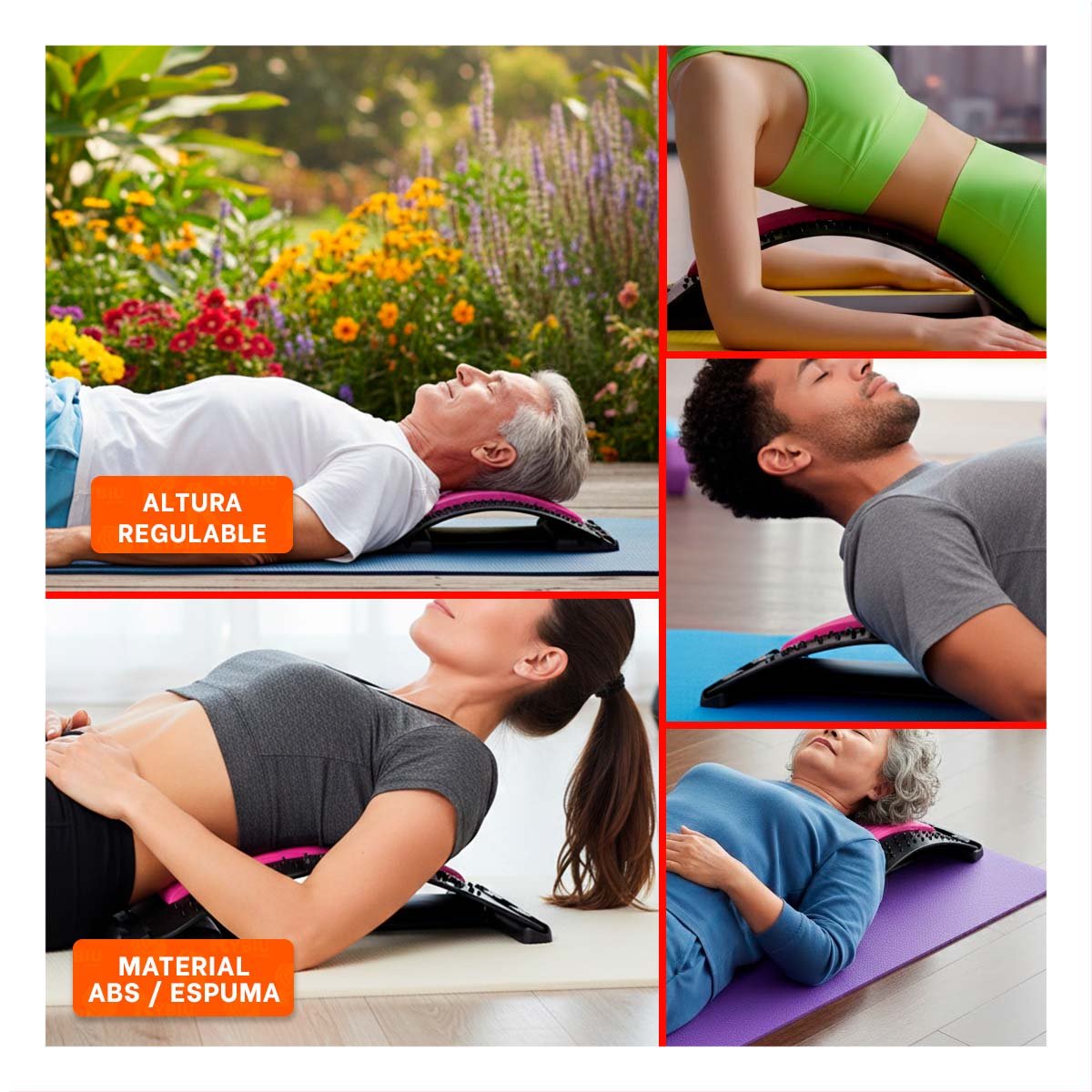 DISPOSITIVO LUMBAR FUCSIA SUAVE PARA MASAJES Y BIENESTAR EN ESPALDA Y+POST IT - 5
