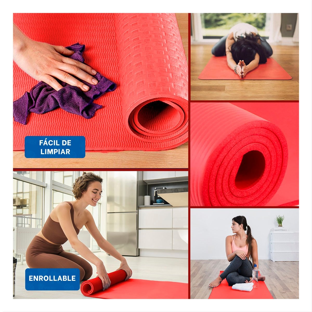 ALFOMBRA PROFESIONAL ROJO DE GOMA EVA 61X183CM PARA PILATES Y ENTRENAMIENTO Y+POST IT - 5