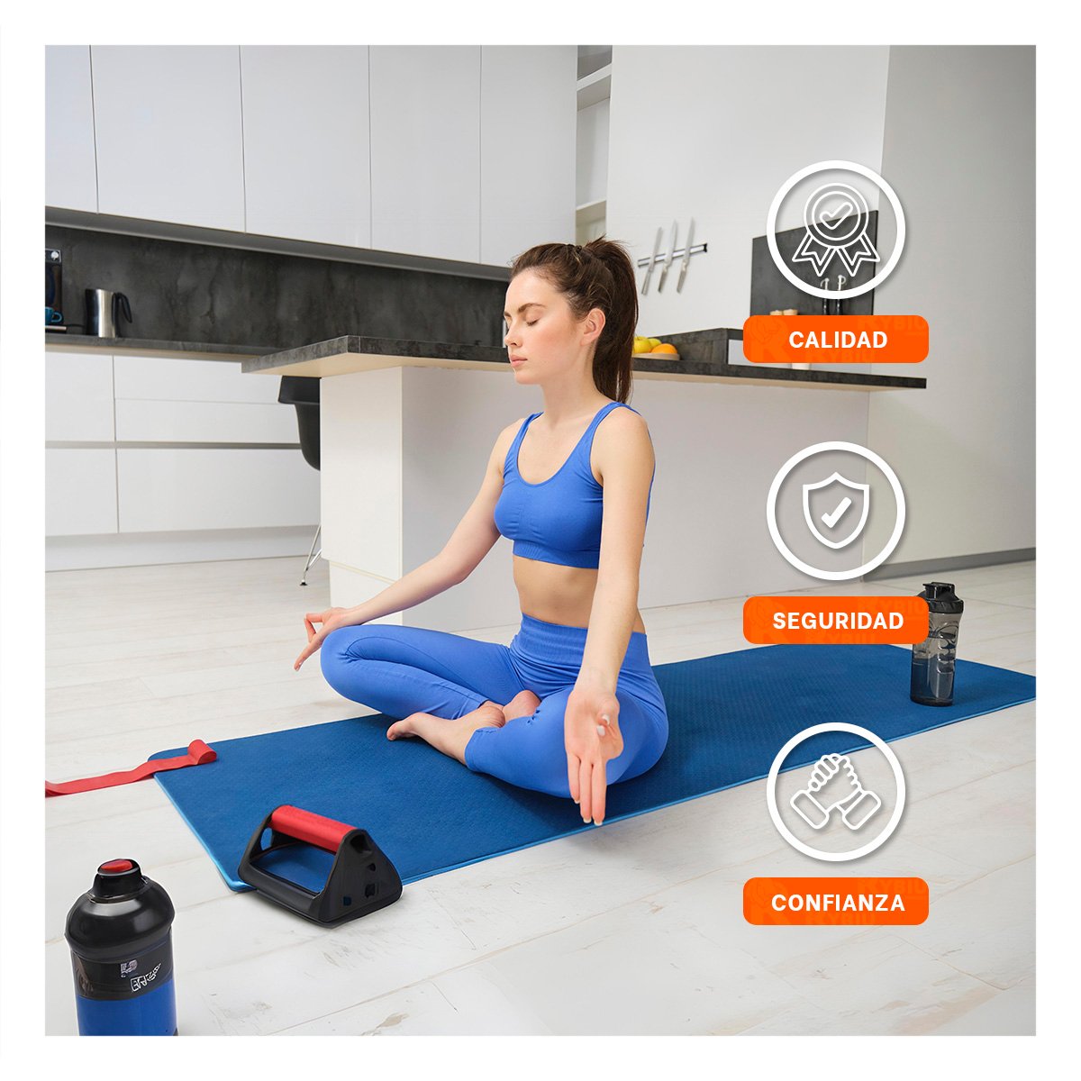 PACK2 BASE PROFESIONAL AZUL DE GOMA EVA 61X183CM PARA ENTRENAMIENTO Y PILATES Y+REGALO STICKER - 5