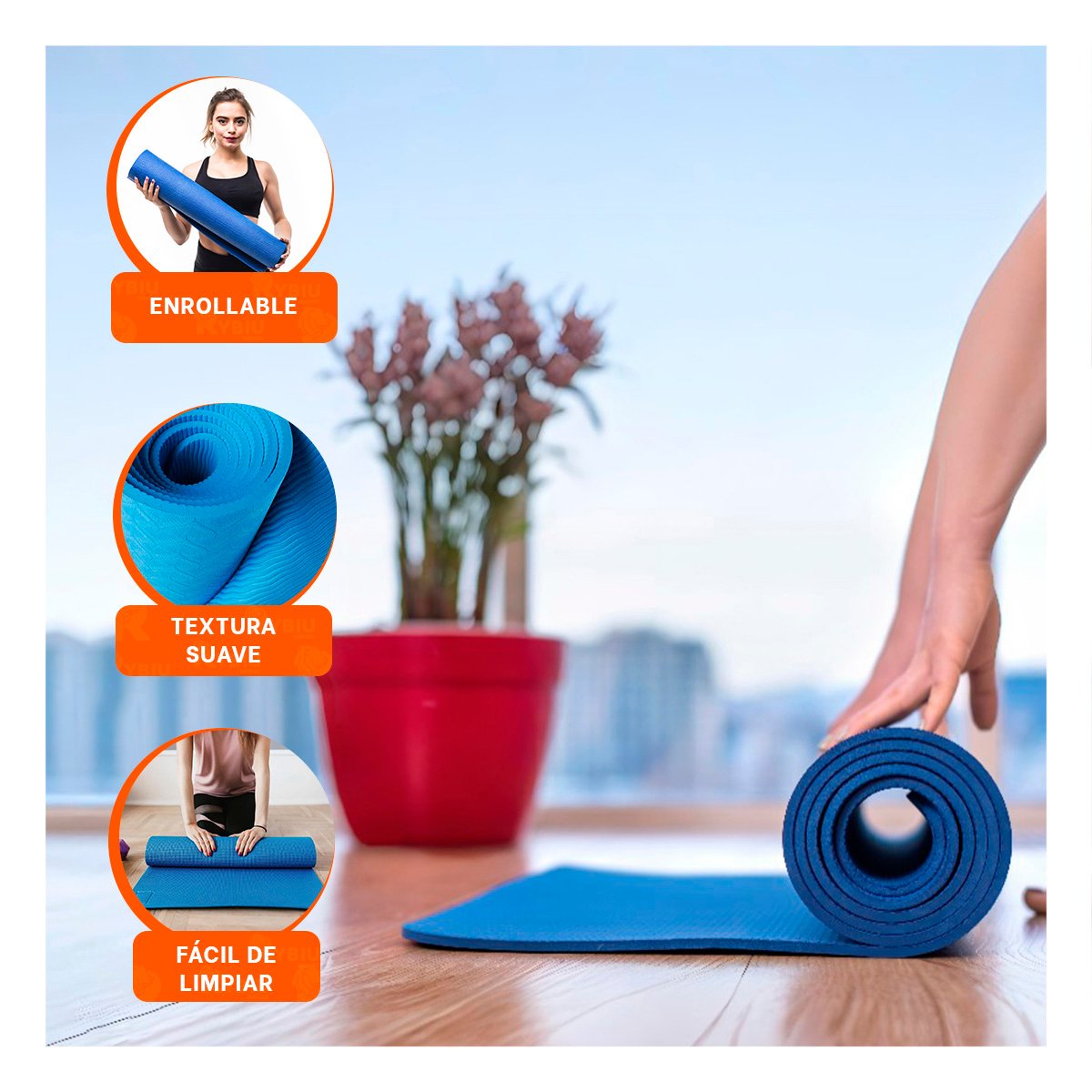 PACK2 BASE RESISTENTE AZUL DE GOMA EVA 61X183CM PARA EJERCICIOS Y DEPORTES Y+PAPEL REGALO - 5