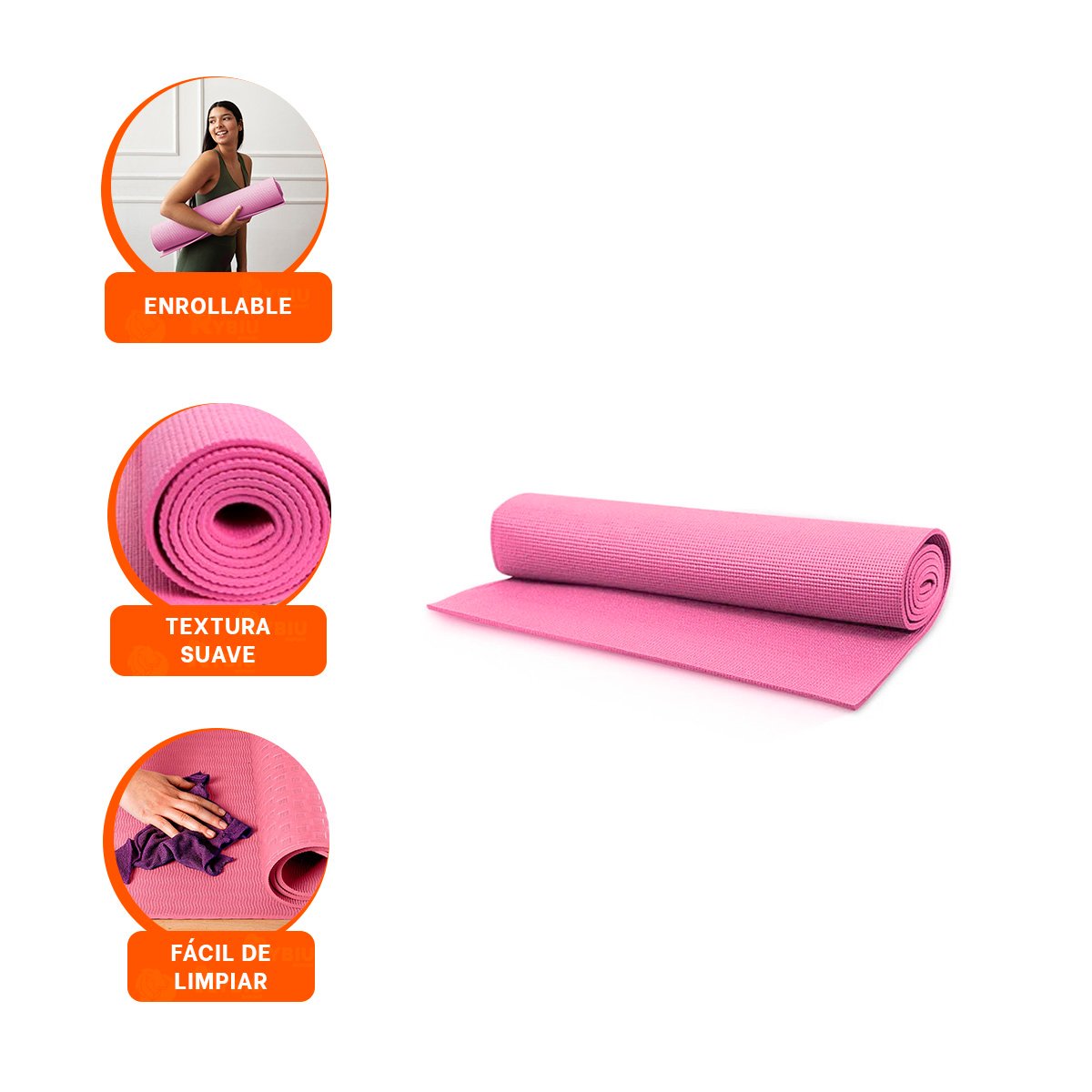 ALFOMBRA COMODA ROSADO DE GOMA EVA 61X183CM PARA EJERCICIOS Y PILATES EN CASA - 3