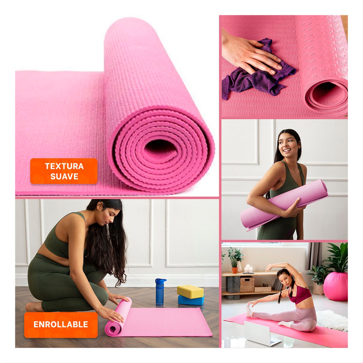 ALFOMBRA COMODA ROSADO DE GOMA EVA 61X183CM PARA EJERCICIOS Y PILATES EN CASA - 5