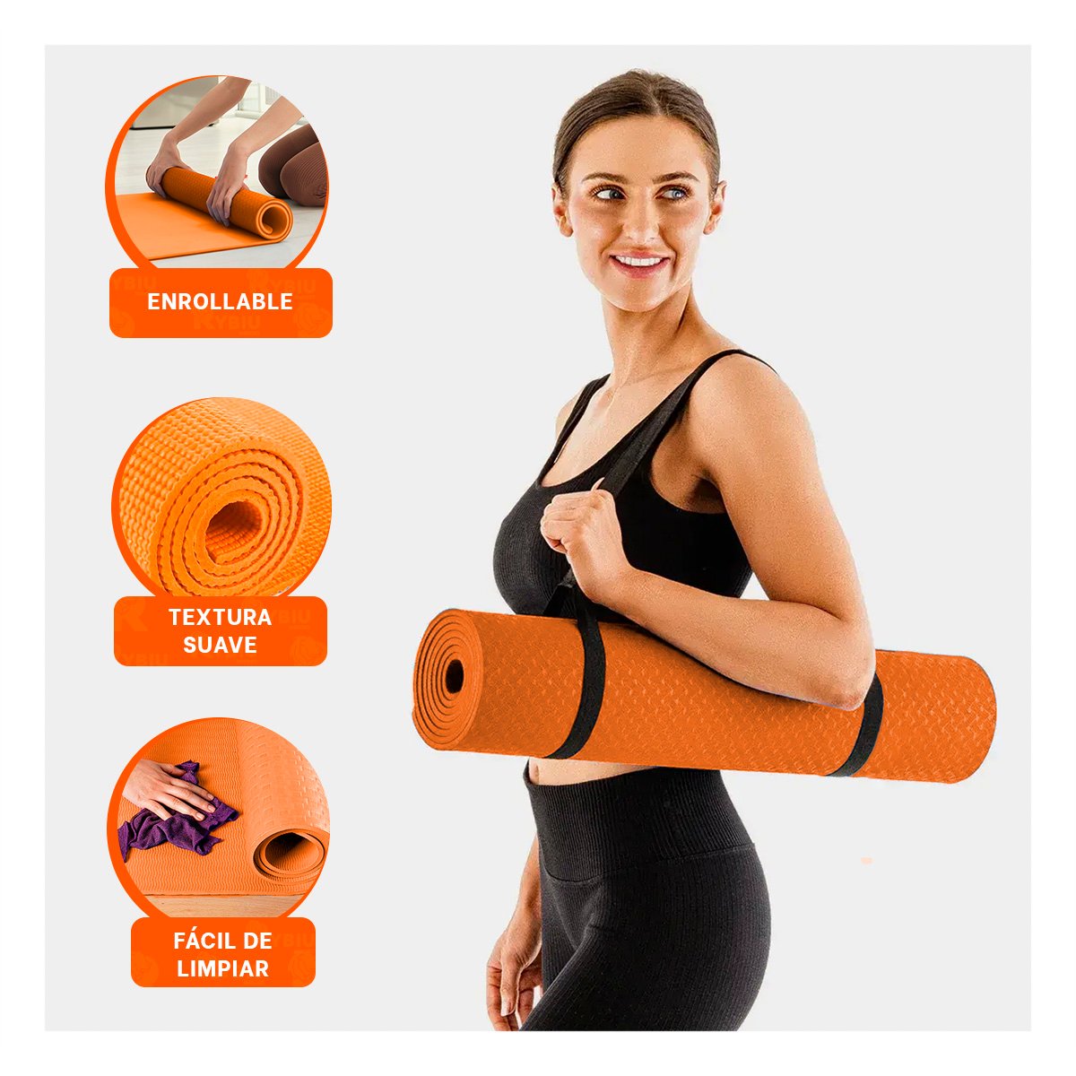 ALFOMBRA SUAVE NARANJA DE GOMA EVA 61X183CM PARA YOGA Y ENTRENAMIENTO DIARIO Y+PAPEL REGALO - 5