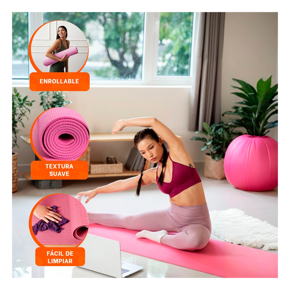 PACK4 ACOLCHADO COMODO ROSADO DE GOMA EVA 61X183CM PARA ACTIVIDADES Y EJERCICIOS - 5