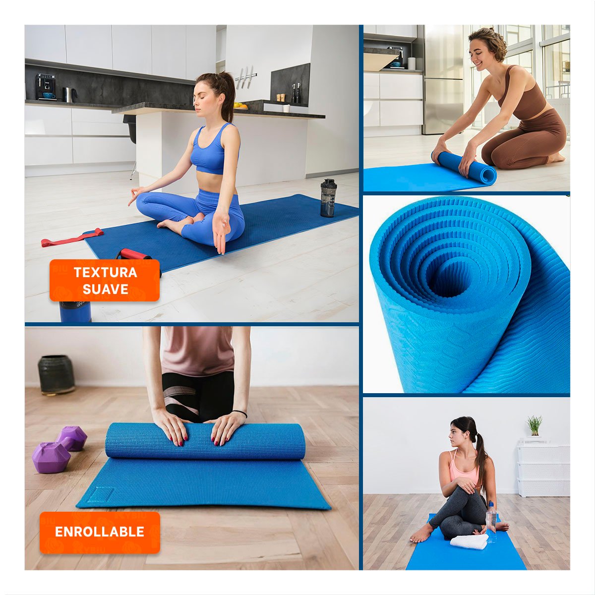 ALFOMBRA COMODA AZUL DE GOMA EVA 61X183CM PARA EJERCICIOS Y PILATES EN CASA - 5