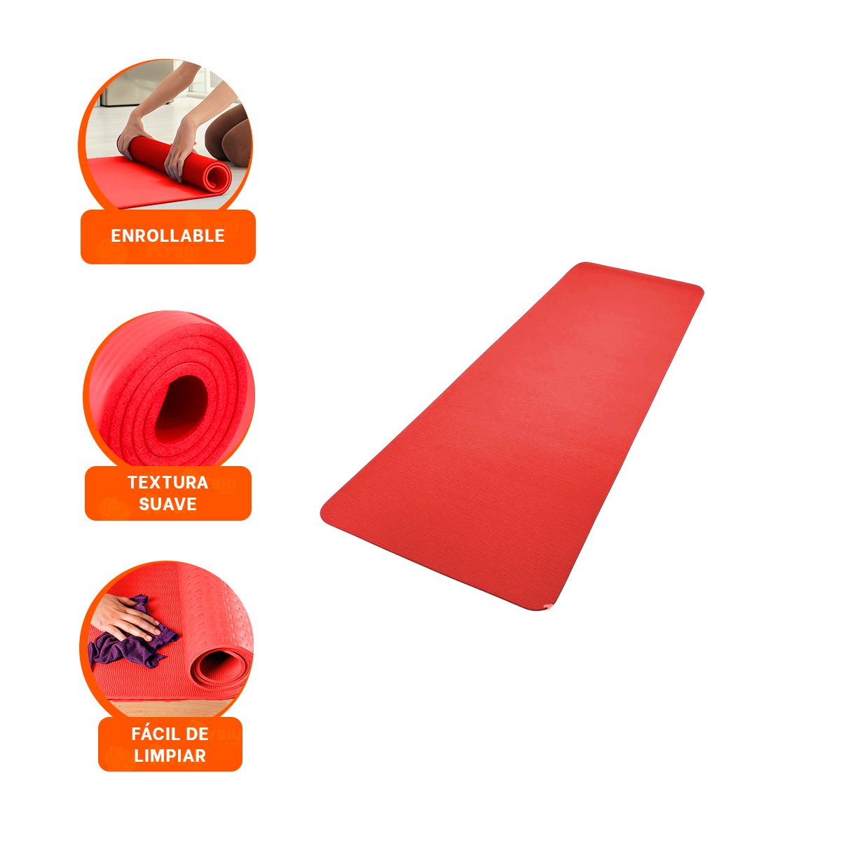 ALFOMBRA COMODA ROJO DE GOMA EVA 61X183CM PARA EJERCICIOS Y PILATES EN CASA - 3