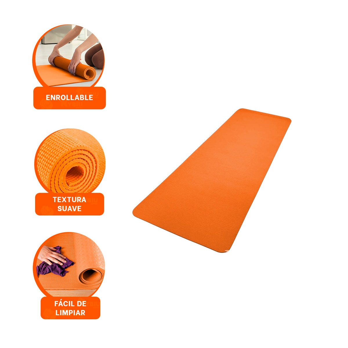 ALFOMBRA COMODA NARANJA DE GOMA EVA 61X183CM PARA EJERCICIOS Y PILATES EN CASA - 3