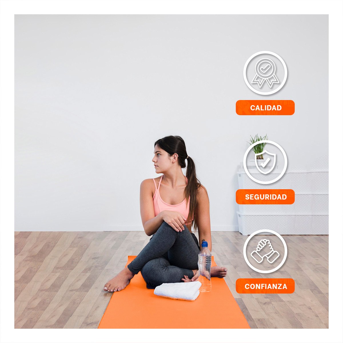 PACK12 ALFOMBRILLA SUAVE NARANJA DE GOMA EVA 61X183CM PARA YOGA Y FITNESS DIARIO - 3