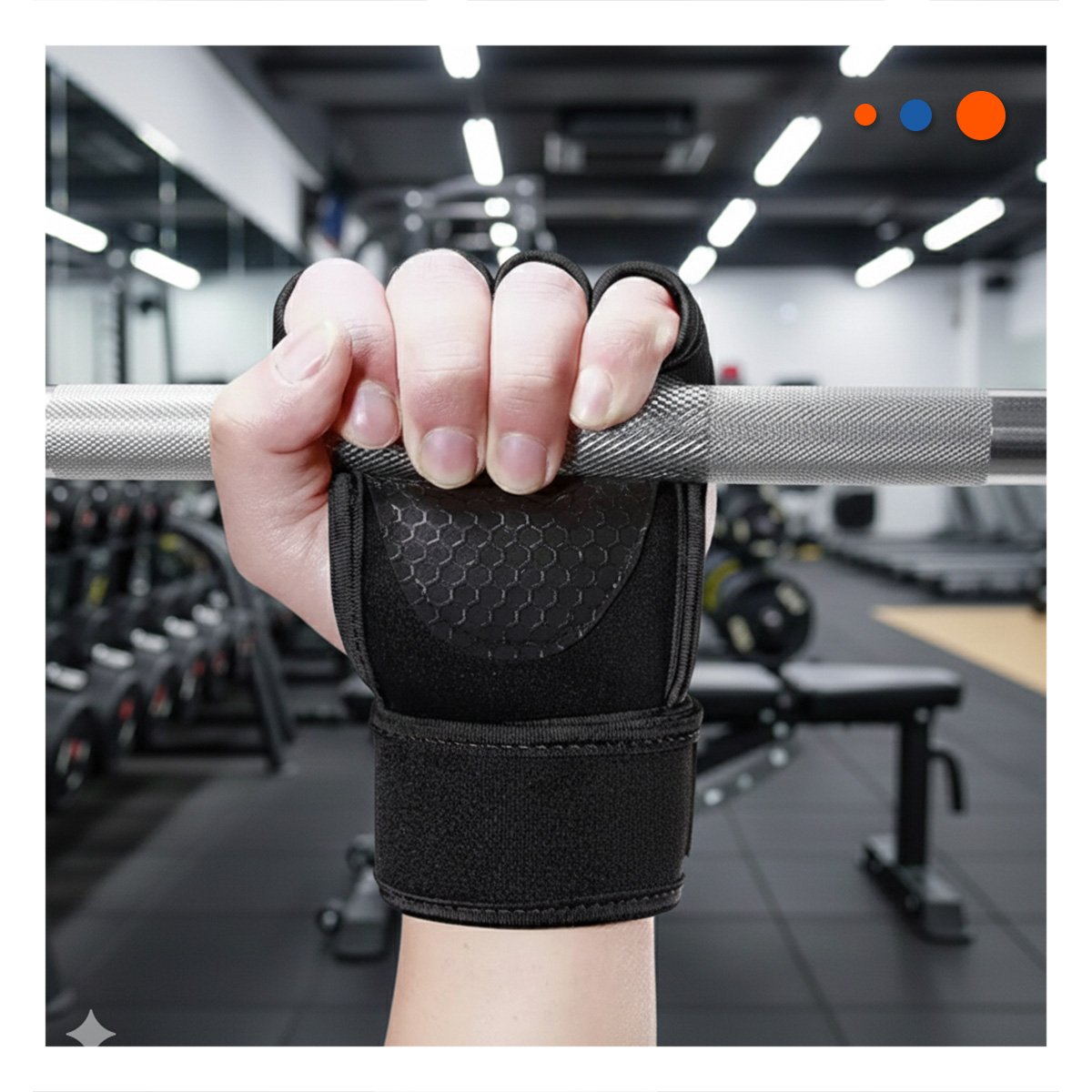 PACK2 GUANTES DE CROSSFIT S CON PALMA DE LATEX NEGRO - 3