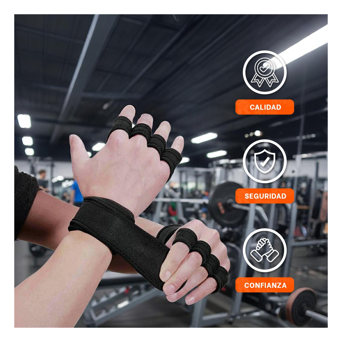 PACK4 GUANTES PARA GIMNASIO M CON PALMA DE LATEX NEGRO - 3