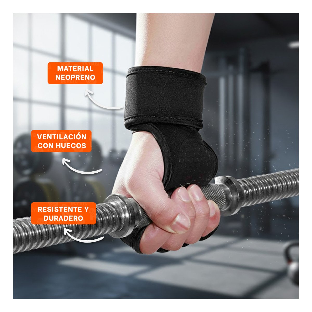 PACK4 GUANTES PARA GIMNASIO M CON PALMA DE LATEX NEGRO - 5