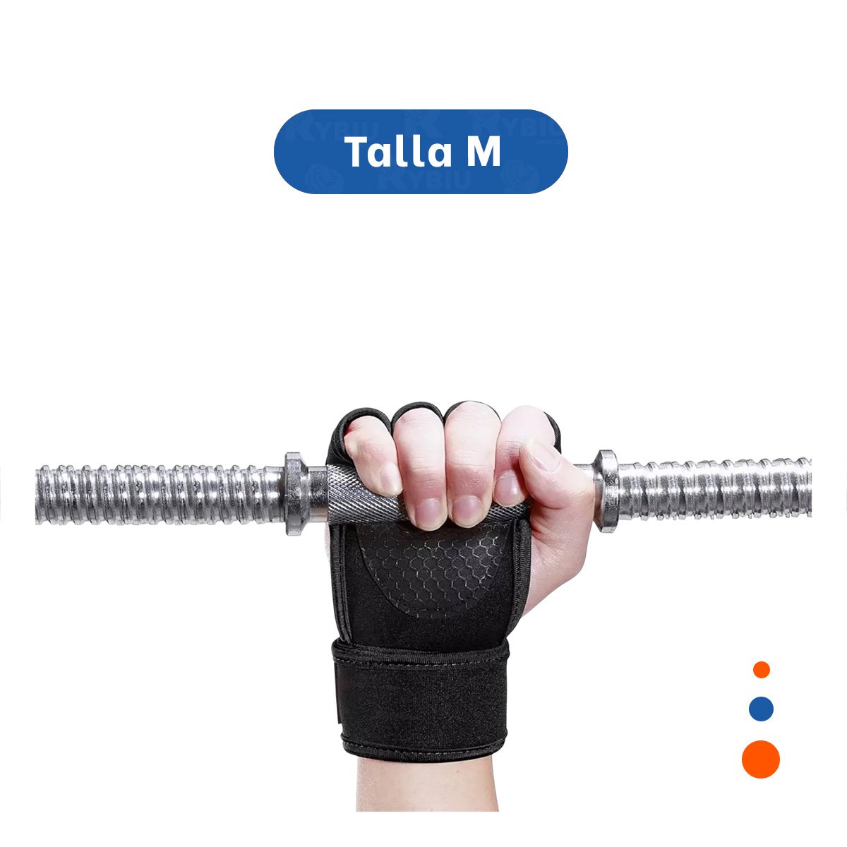 PACK2 GUANTES DE CROSSFIT M CON PALMA DE LATEX NEGRO - 4