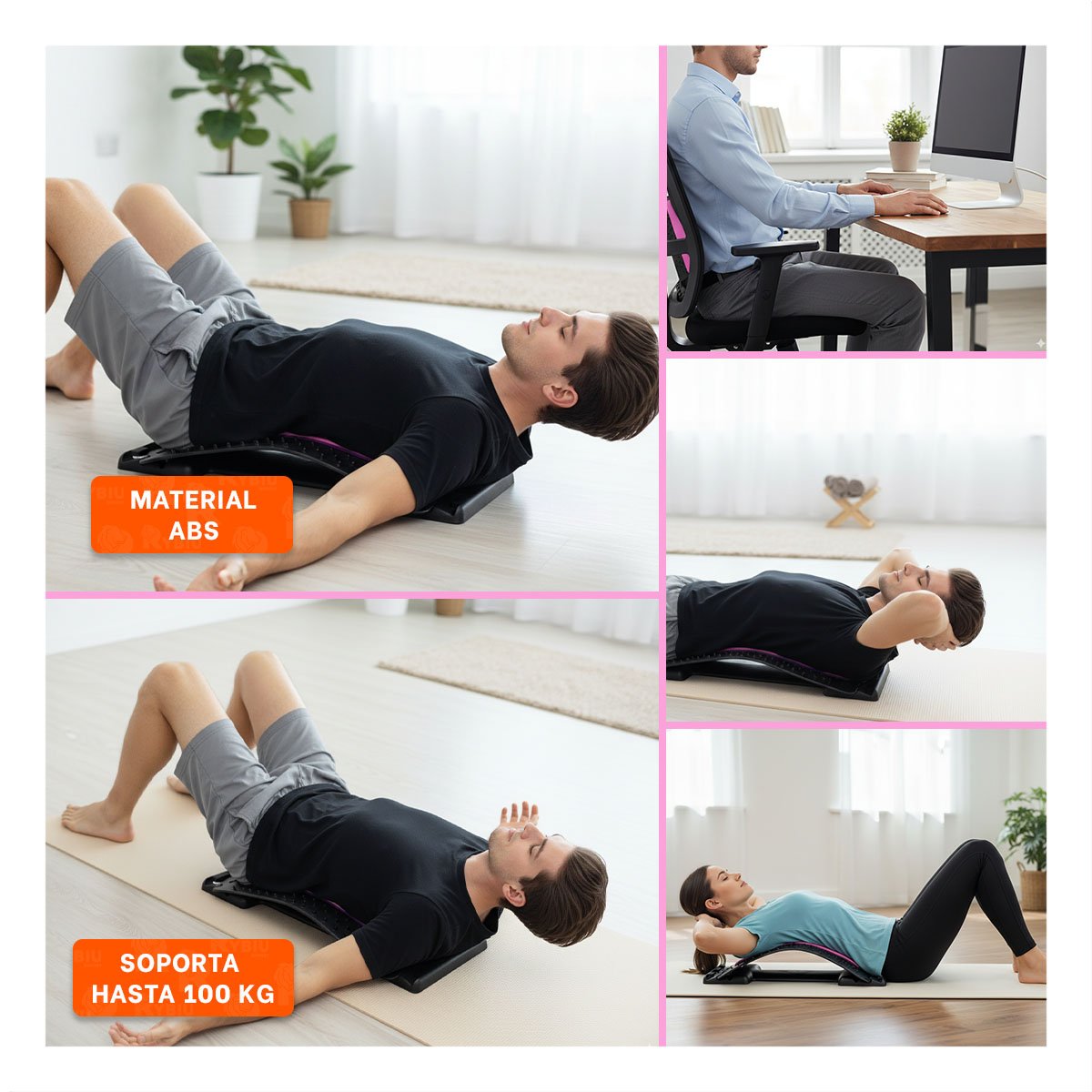 DISPOSITIVO DE RELAX LUMBAR EN ROSADO Y MORADO PARA BIENESTAR Y+POST IT - 5