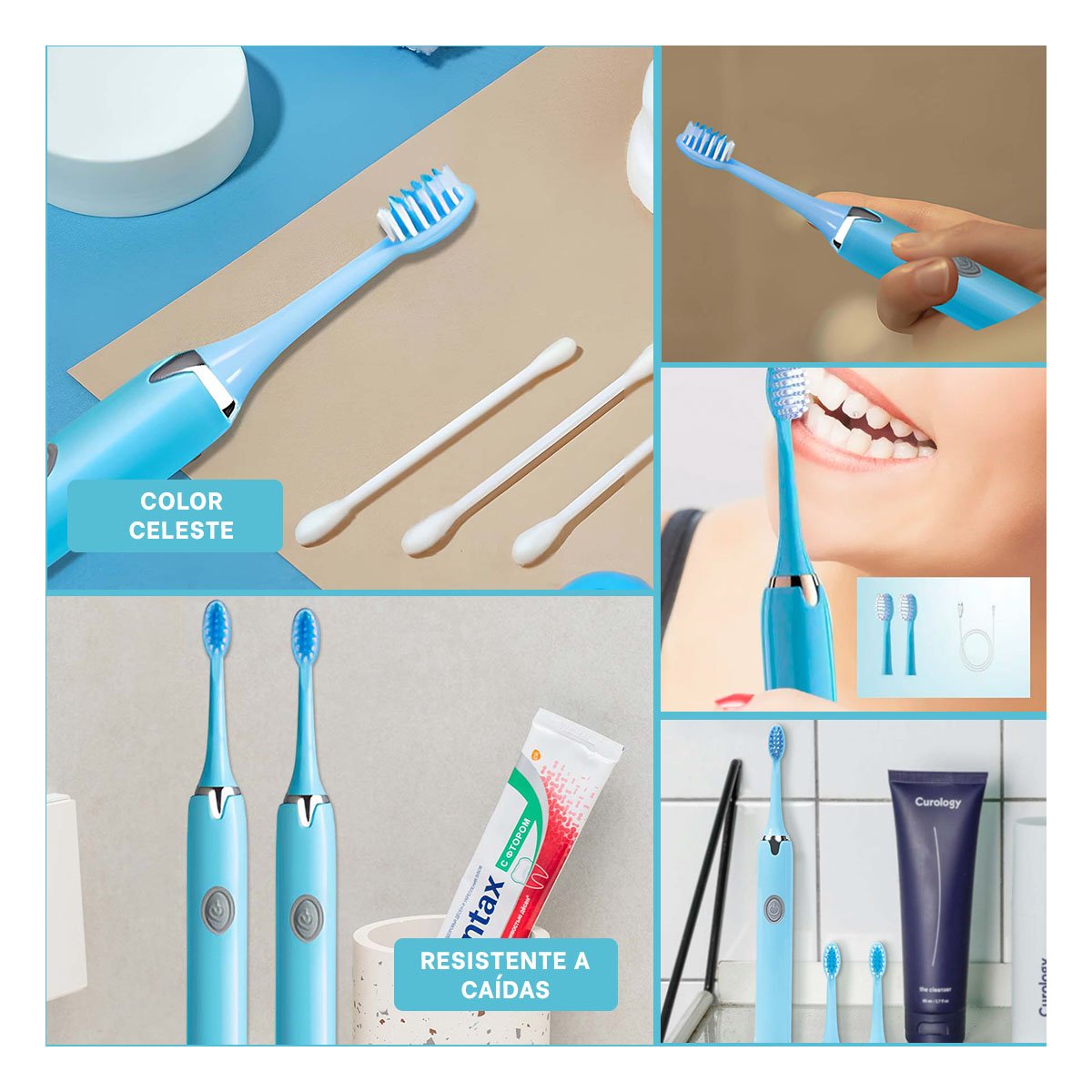 PACK4 DISPOSITIVO POTENTE ELECTRICO CELESTE CON 2 CABEZALES Y+REGALO STICKER - 2