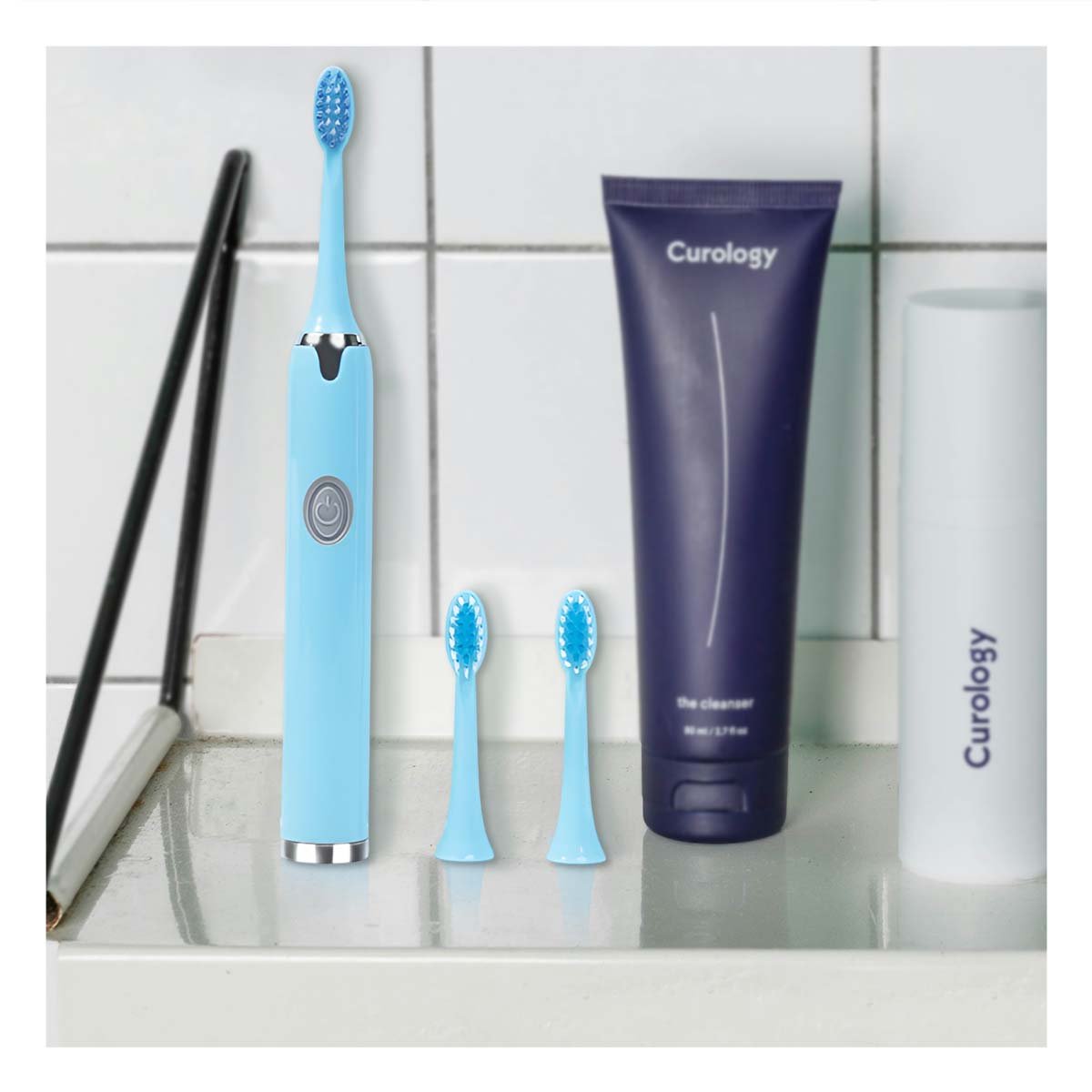 PACK6 CEPILLO DE TECNOLOGIA MODERNA CELESTE CON 2 CABEZALES Y+REGALO STICKER - 3