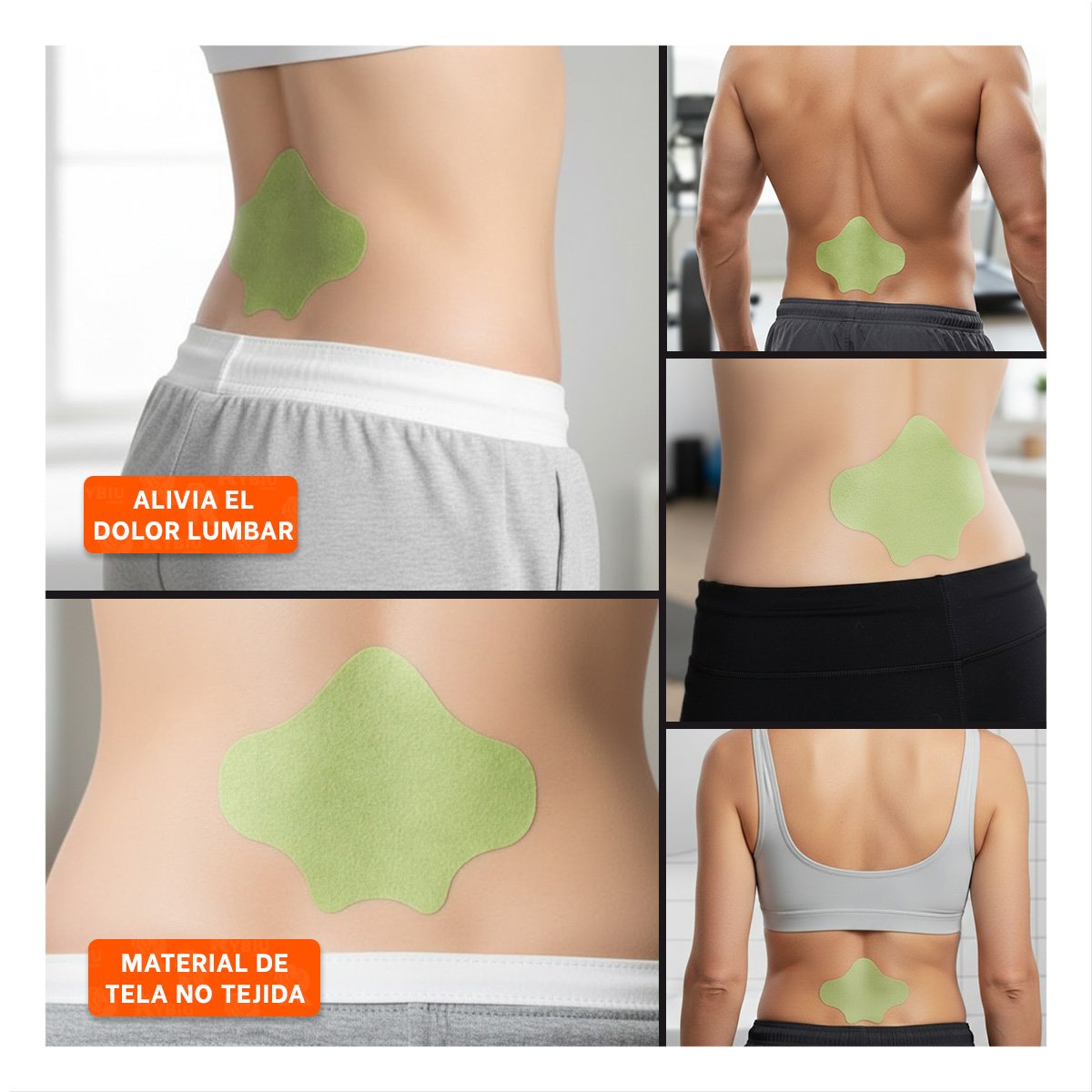 PAQUETE 10 PARCHES TERMICOS LUMBAR VERDE SUAVES - 5
