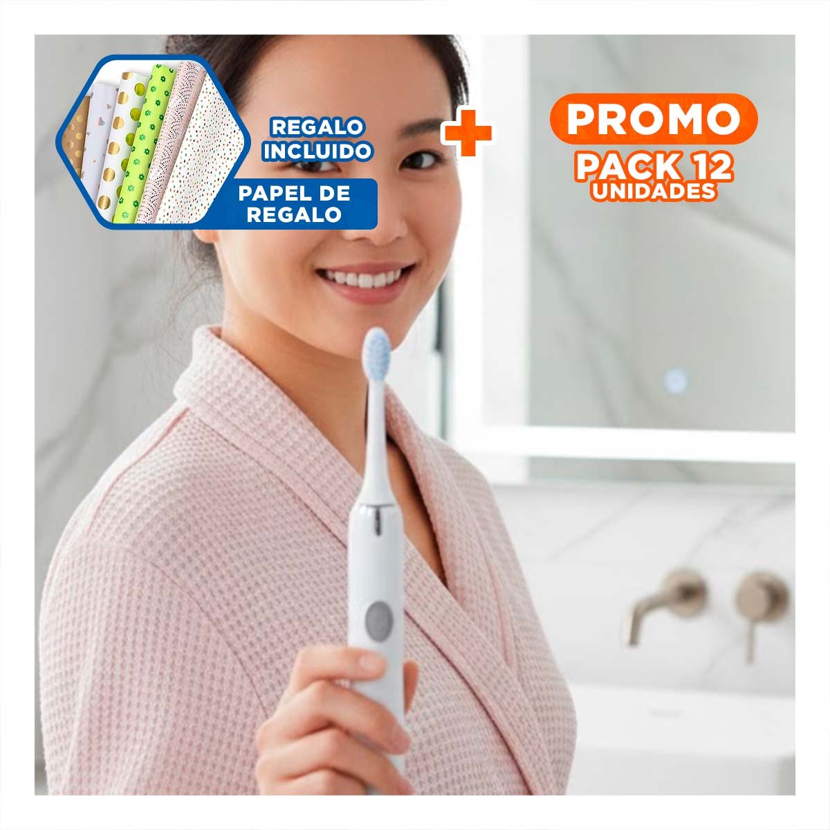 PACK12 DISPOSITIVO DE TECNOLOGIA MODERNA BLANCO CON 2 CABEZALES Y+PAPEL REGALO - 1