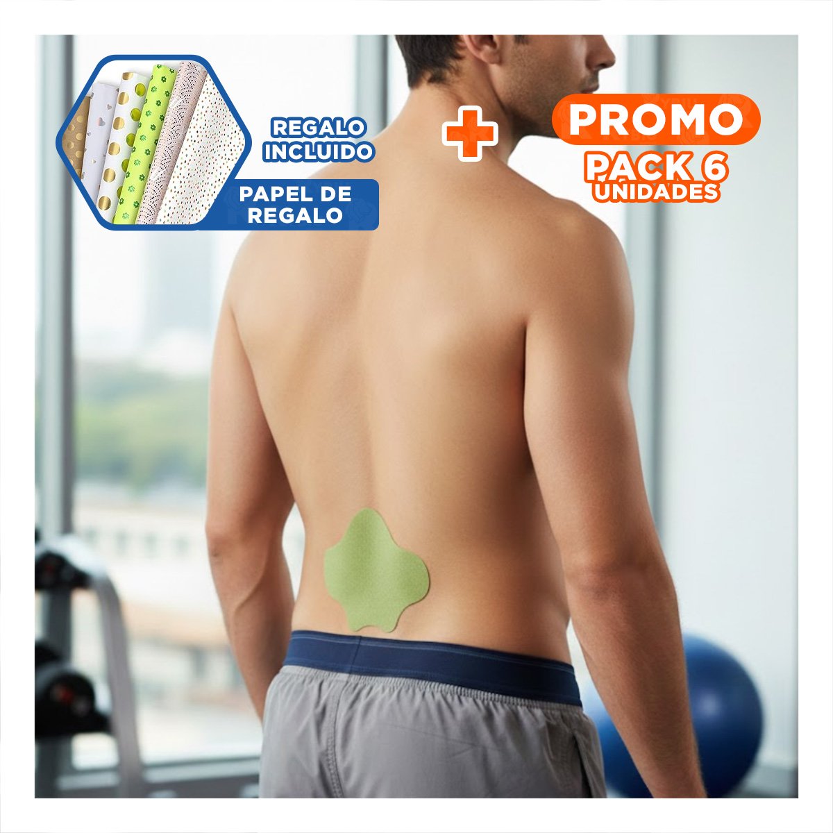 PACK6 COMBO LUMBAR 10 PARCHES VERDE PRACTICOS Y+PAPEL REGALO - 1