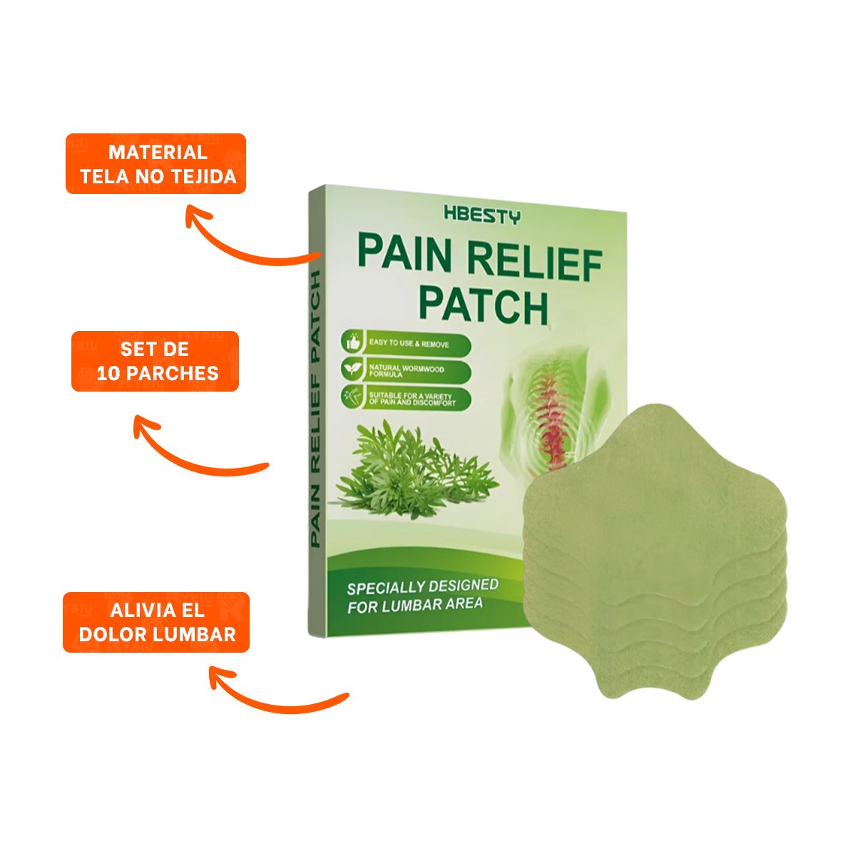 KIT 10 PARCHES CORPORALES LUMBAR VERDE SUAVES Y+LIGAS REGALO - 3