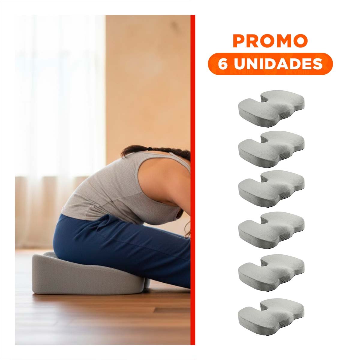 PACK6 ASIENTO PARA SILLA CON GEL BLANCO Y FUNDA PLOMO - 1