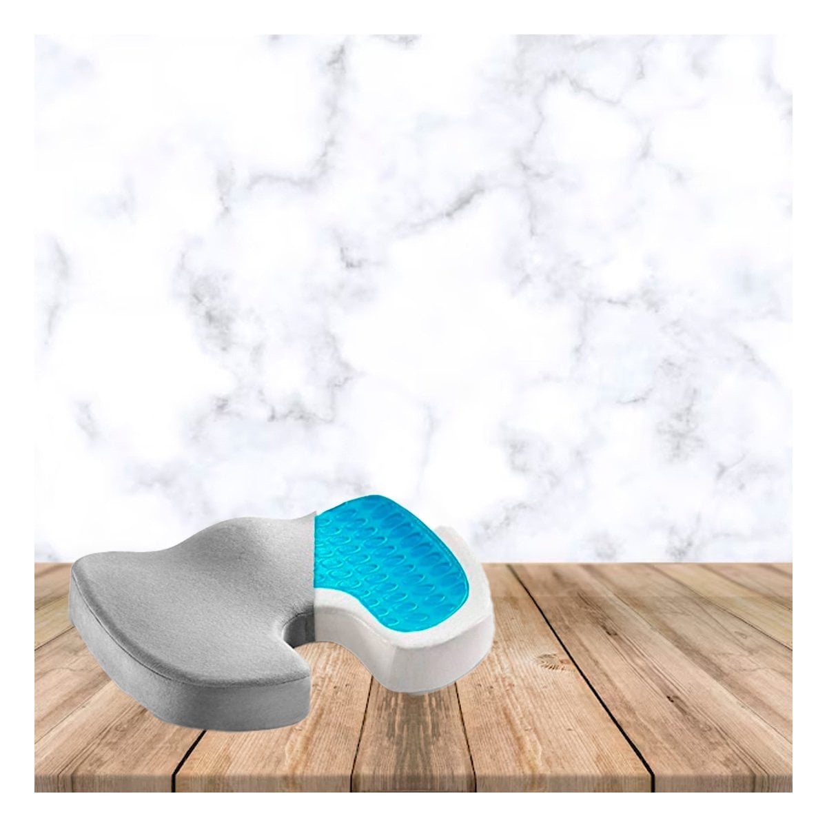 PACK6 COJIN ORTOPEDICO PARA OFICINA CON GEL BLANCO FUNDA PLOMO Y+REGALO STICKER - 3