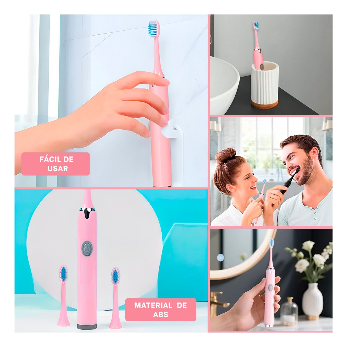 LIMPIADOR MODERNO ELECTRICO ROSADO CON 2 CABEZALES Y+POST IT - 5