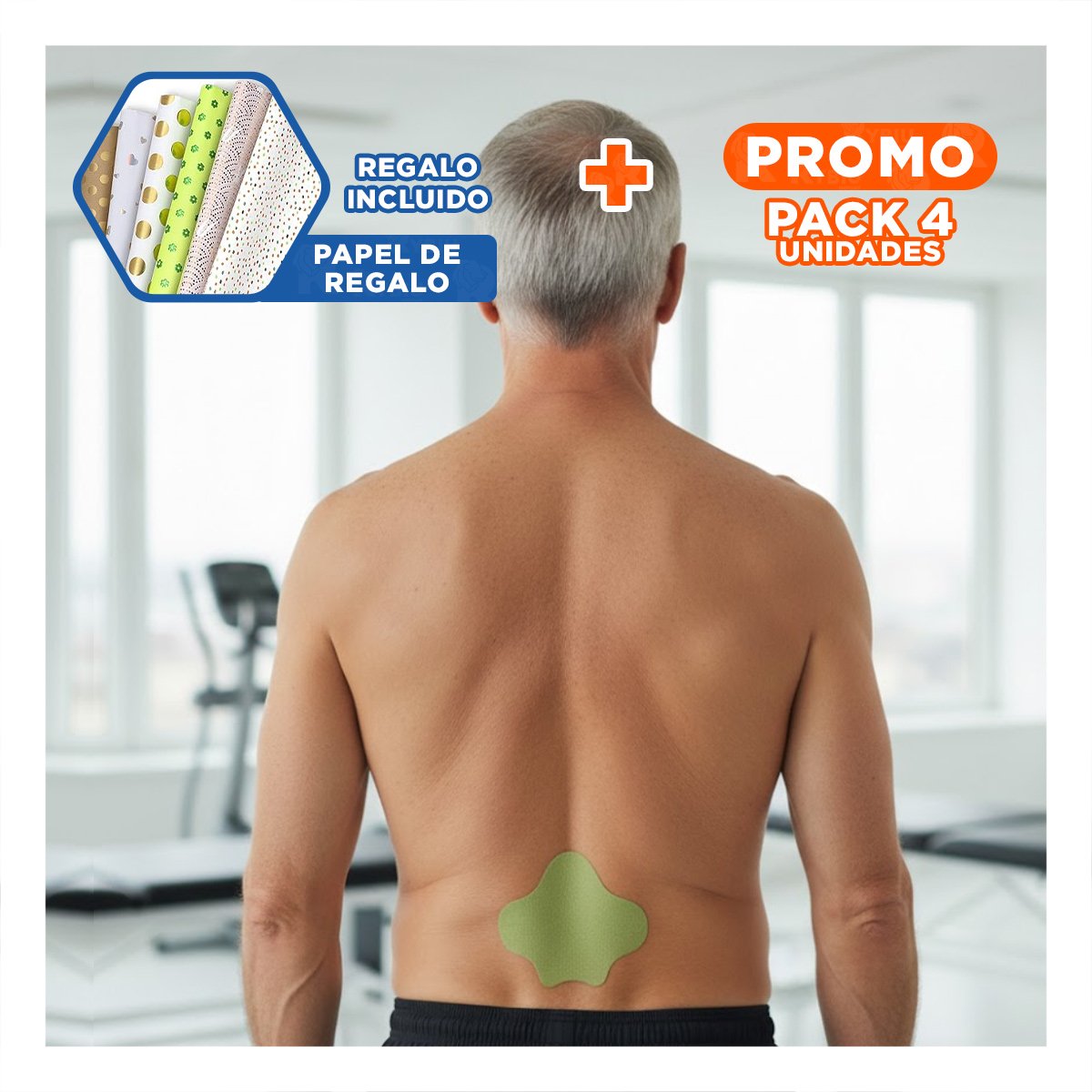 PACK4 SET LUMBAR 10 PARCHES VERDE PRACTICOS Y+PAPEL REGALO - 1