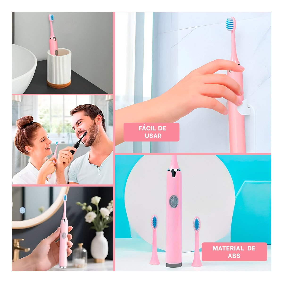 CEPILLO MODERNO ELECTRICO ROSADO CON 2 CABEZALES Y+LIGAS REGALO - 5
