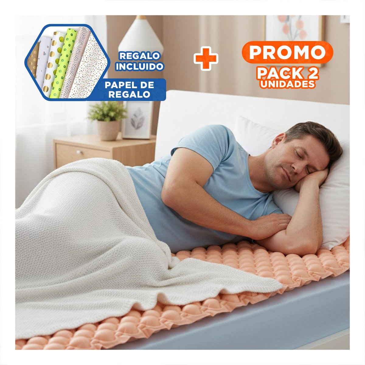 PACK2 COLCHONETA HOSPITALARIA ANTIESCARAS MORLAB PORTATIL Y+PAPEL REGALO - 1