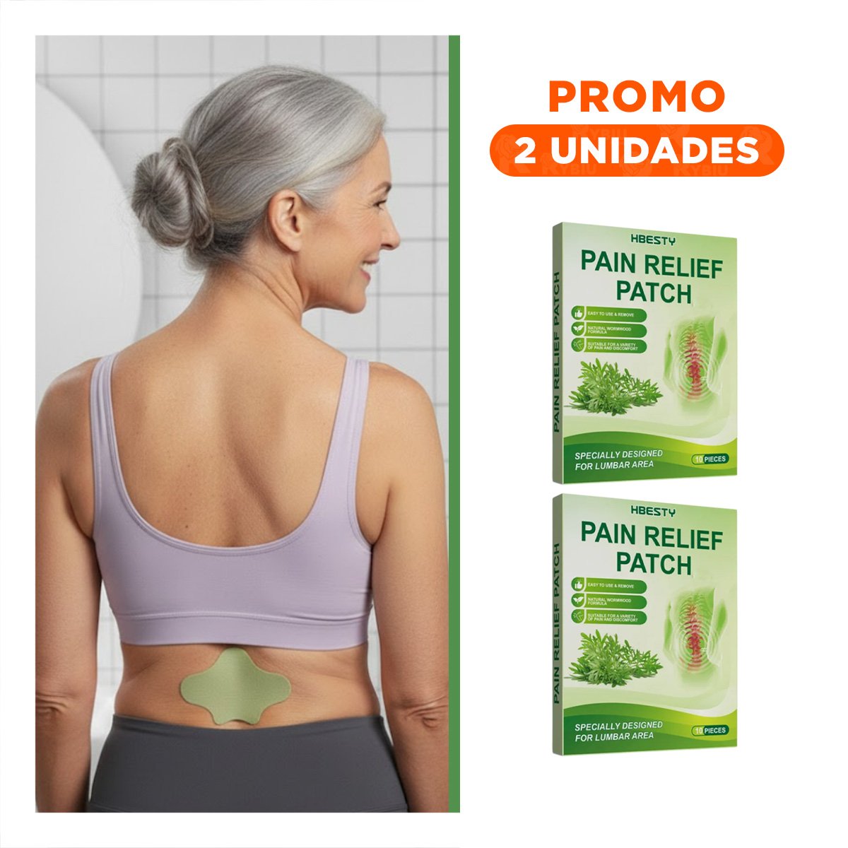 PACK2 PAQUETE 10 PARCHES CORPORALES LUMBAR VERDE PRACTICOS - 1