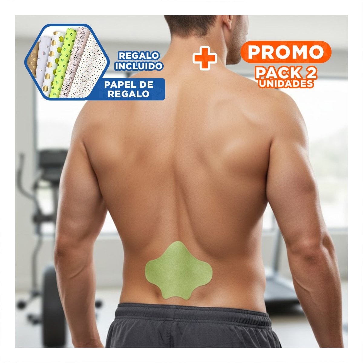 PACK2 PACK 10 PARCHES CORPORALES LUMBAR VERDE SUAVES Y+PAPEL REGALO - 1