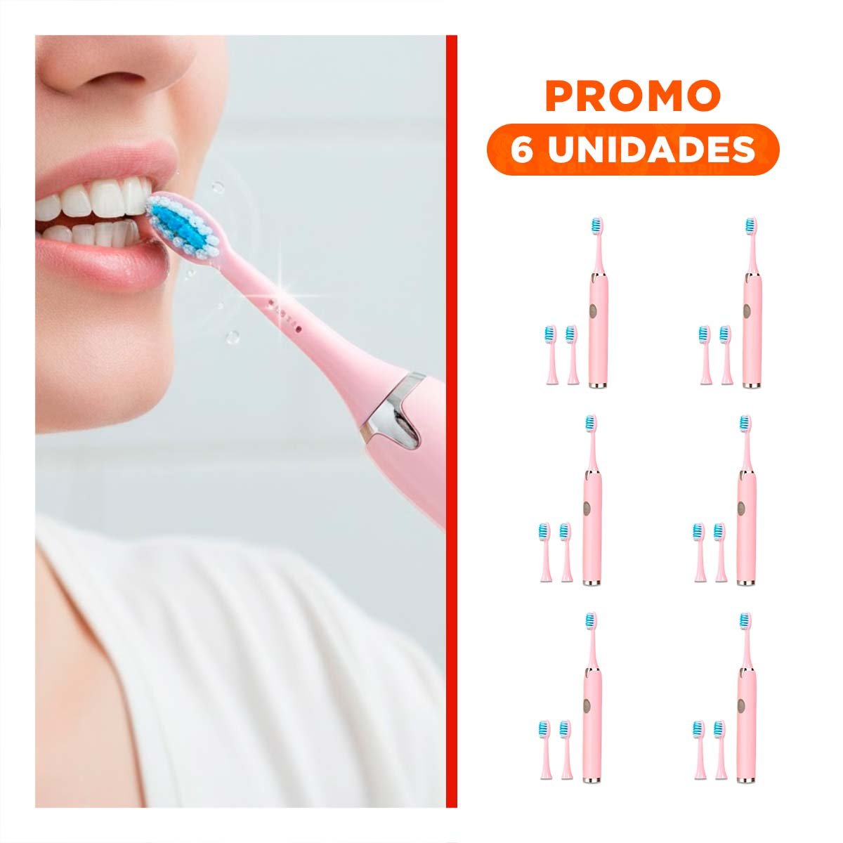 PACK6 APARATO POTENTE ELECTRICO ROSADO CON 2 CABEZALES - 1