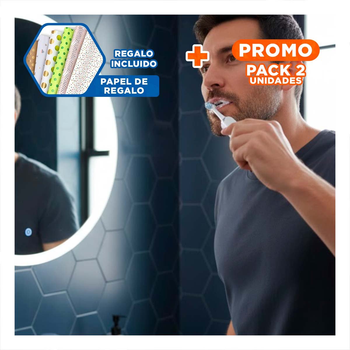 PACK2 APARATO MODERNO ELECTRICO BLANCO CON 2 CABEZALES Y+PAPEL REGALO - 1