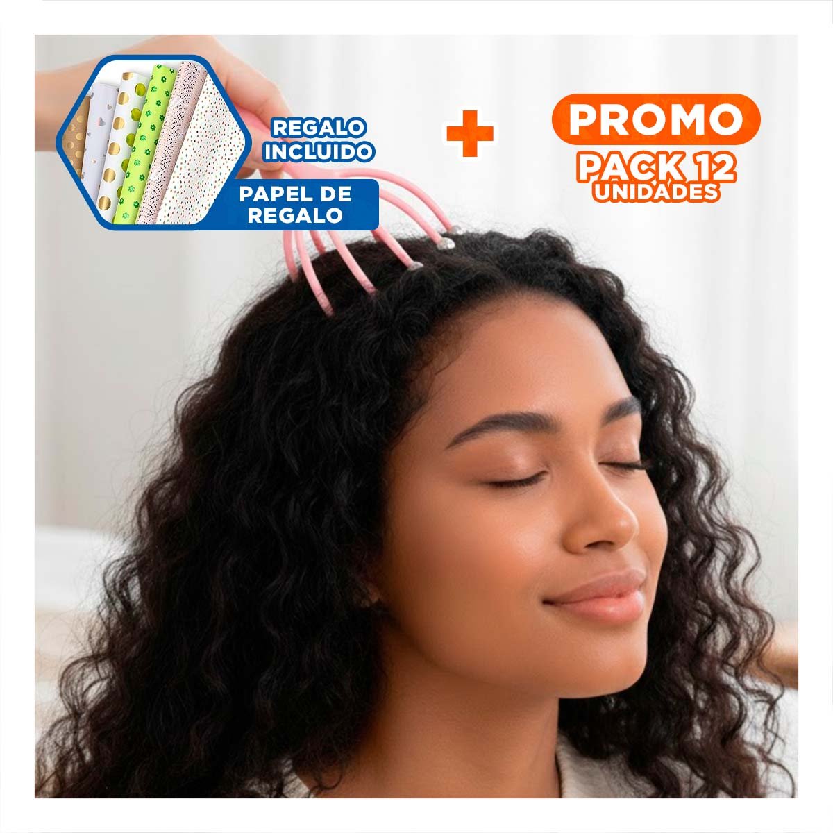 PACK12 APARATO COMPACTO DE CABEZA 4 GARRAS ROSADO Y+PAPEL REGALO - 1