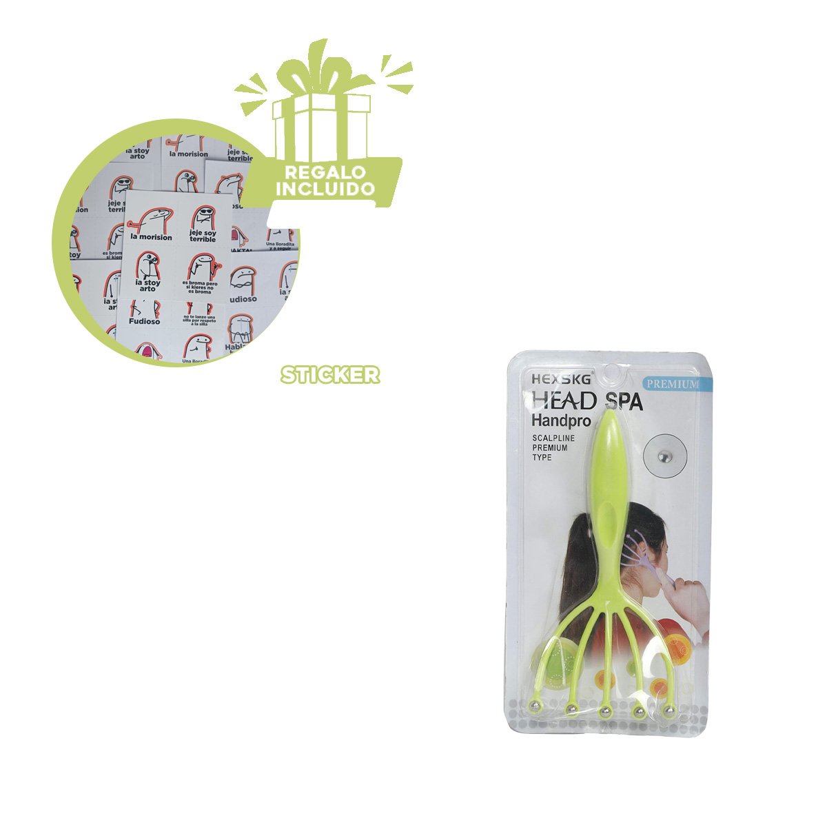 ACCESORIO ERGONOMICO DE CABEZA 4 GARRAS VERDE CLARO Y+REGALO STICKER - 1