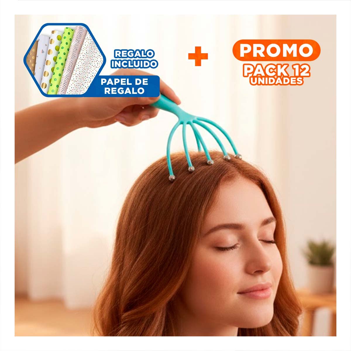 PACK12 APARATO COMPACTO DE CABEZA 4 GARRAS CELESTE Y+PAPEL REGALO - 1