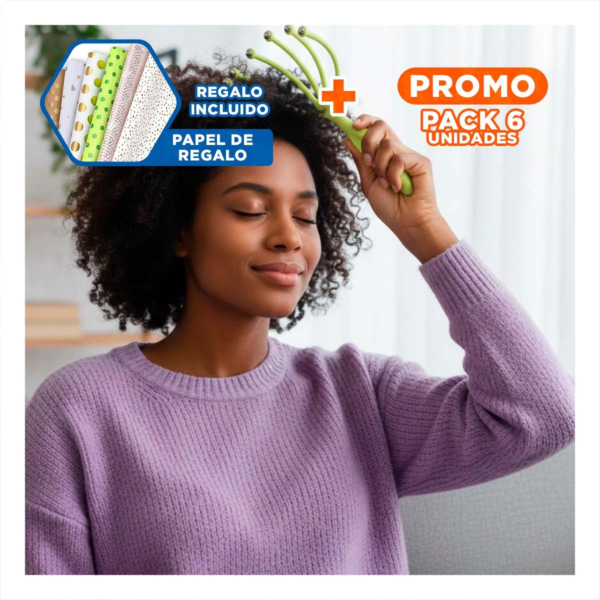 PACK6 ACCESORIO PRACTICO DE CABEZA 4 GARRAS VERDE CLARO Y+PAPEL REGALO - 1