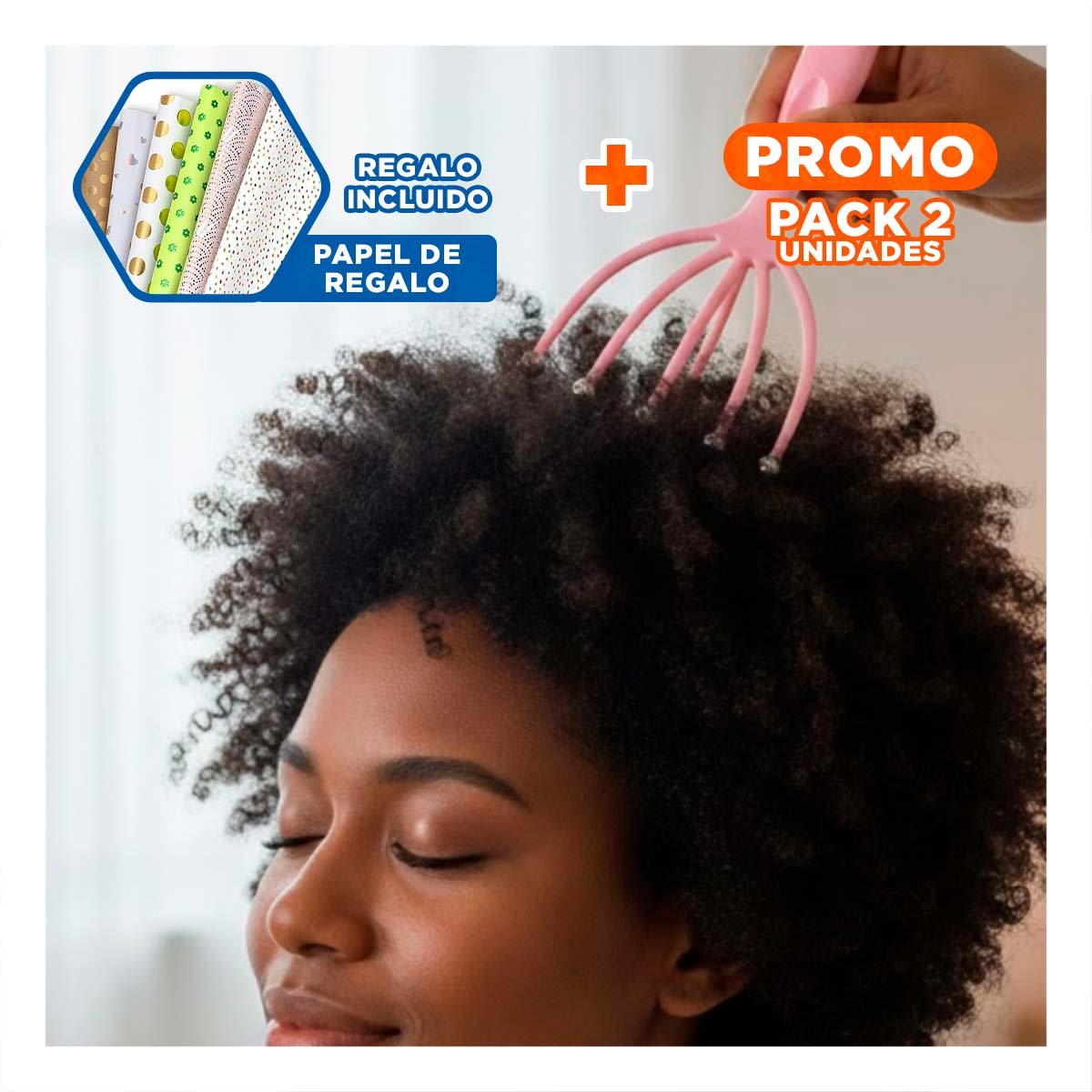 PACK2 EQUIPO RELAJANTE DE CABEZA 4 GARRAS ROSADO Y+PAPEL REGALO - 1