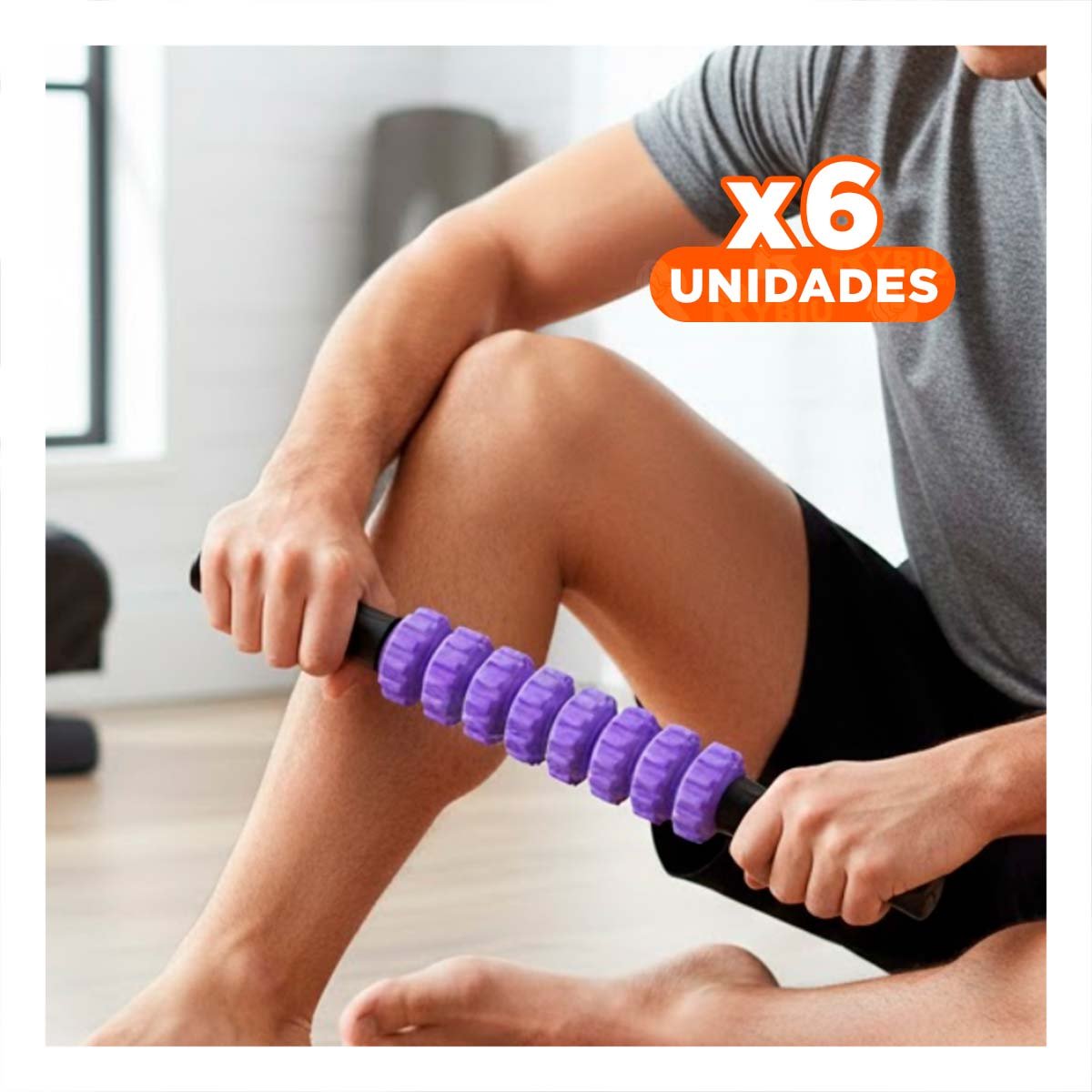 PACK6 BARRA PARA CUERPO 9 RODILLOS COLOR MORADO RESISTENTE Y+REGALO STICKER - 1