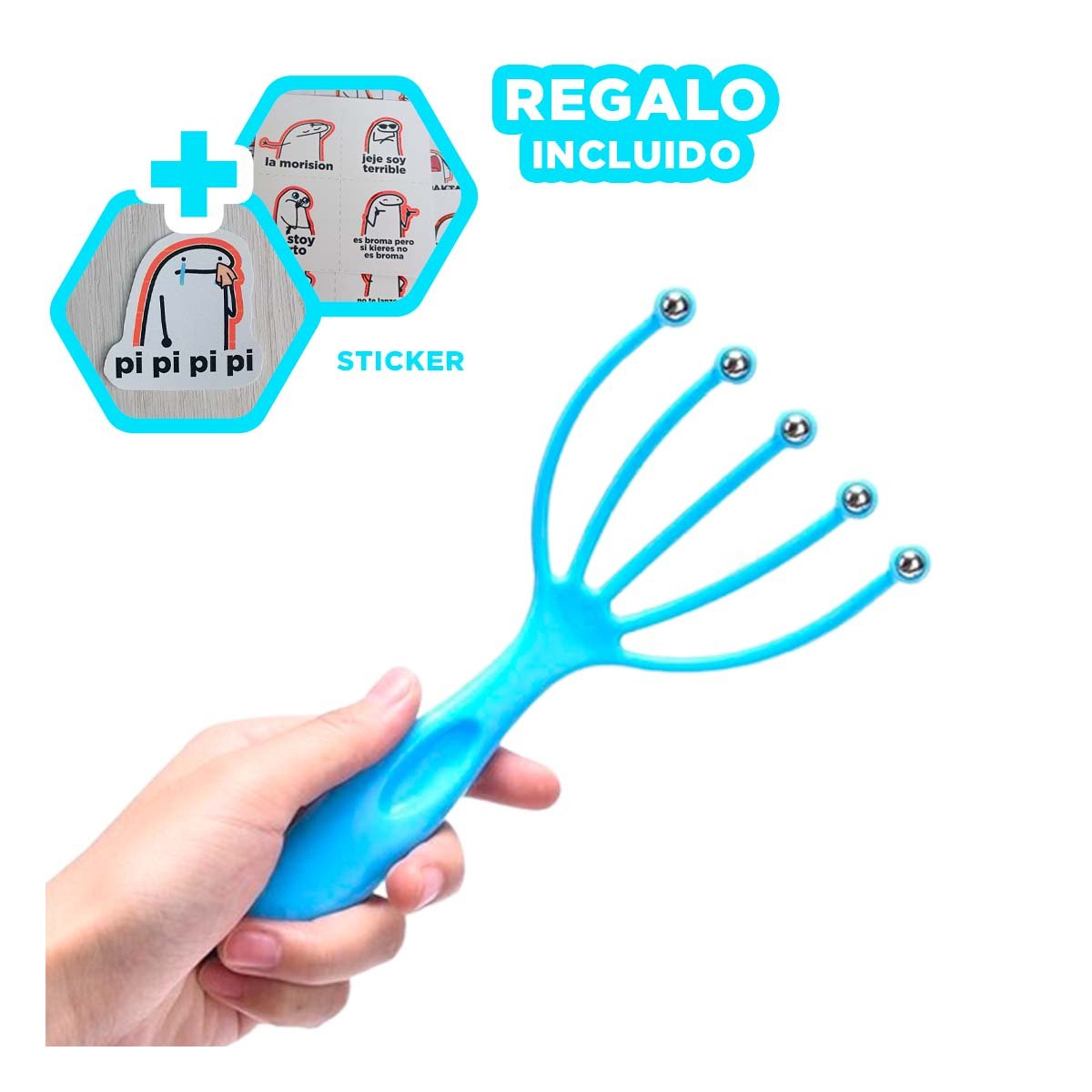 ACCESORIO ERGONOMICO DE CABEZA 4 GARRAS CELESTE Y+REGALO STICKER - 1