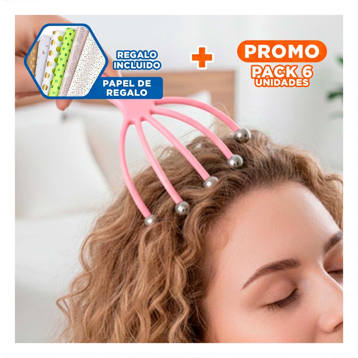 PACK6 ACCESORIO PRACTICO DE CABEZA 4 GARRAS ROSADO Y+PAPEL REGALO - 1