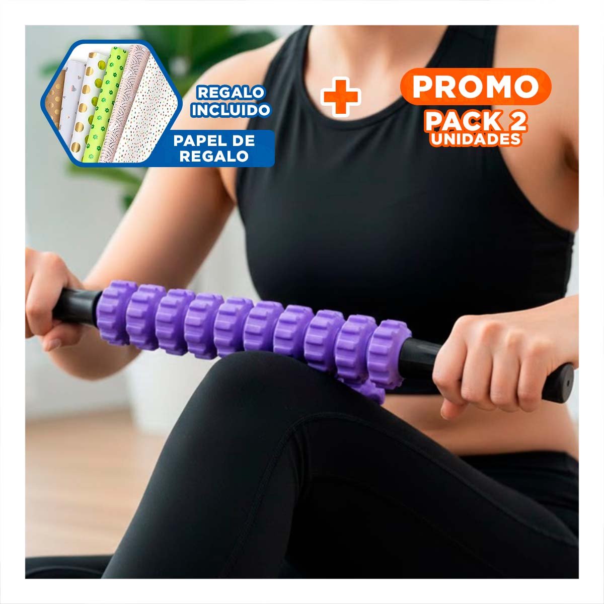 PACK2 ACCESORIO ERGONOMICO 9 RODILLOS COLOR MORADO PRACTICO Y+PAPEL REGALO - 1