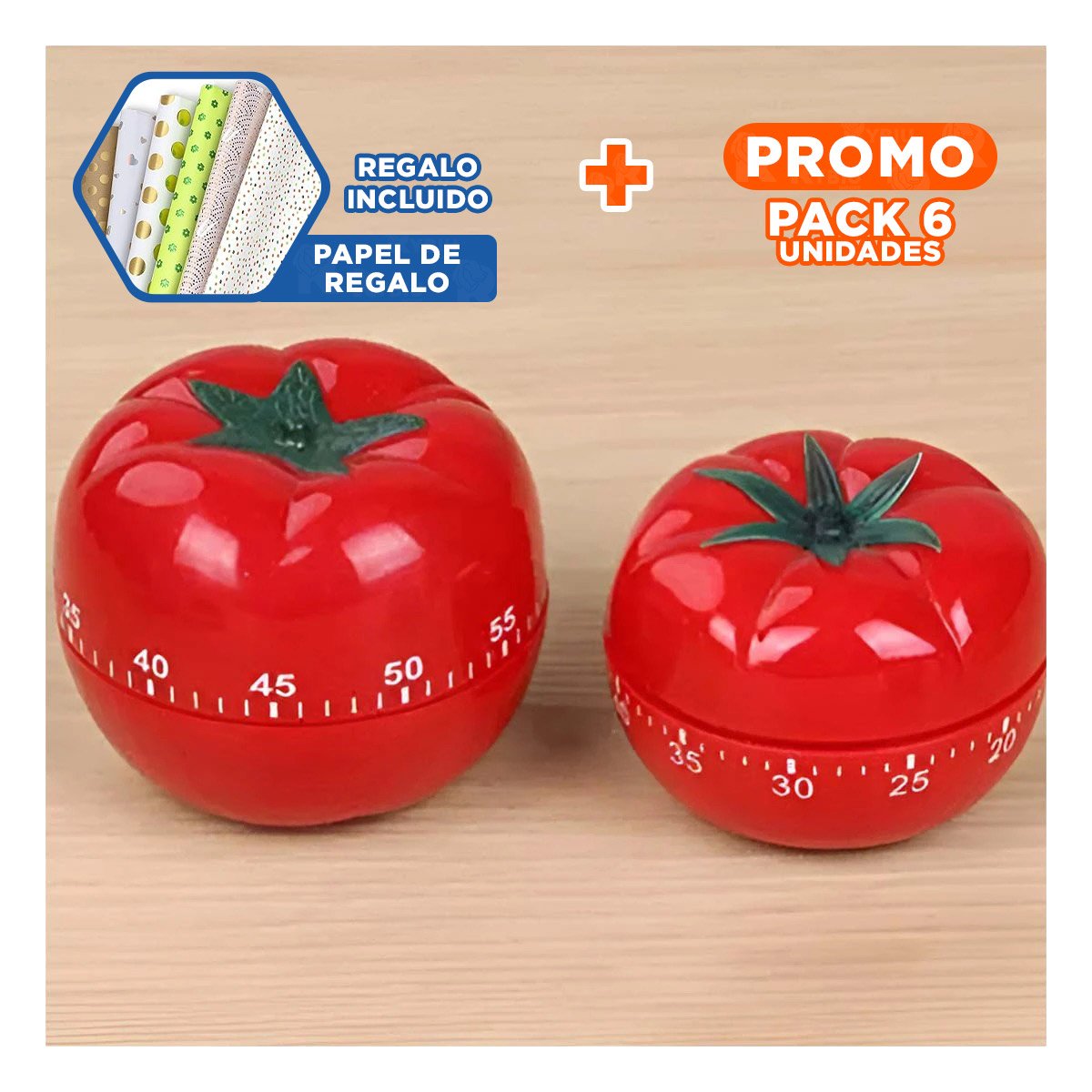 PACK6 MEDIDOR COCINA TOMATE ROJO MODERNO Y CONFIABLE YPAPEL REGALO - 1