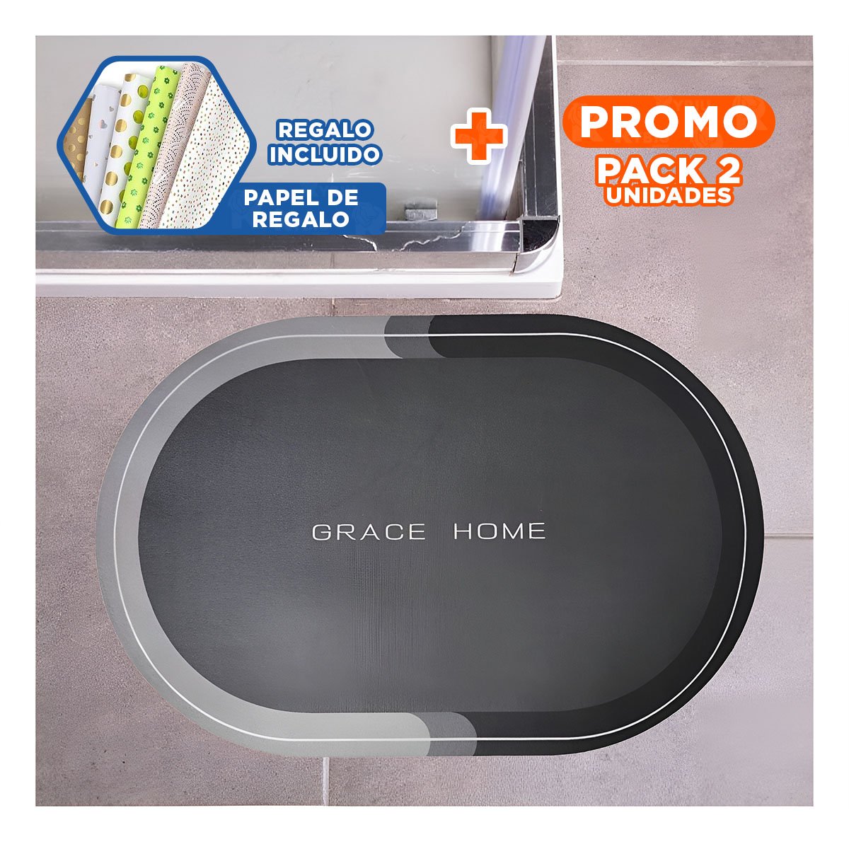 PACK2 CESTA MULTIFUNCIONAL OVALADA PLOMO PARA DECORACION DE SALA HOGAR YPAPEL REGALO - 1