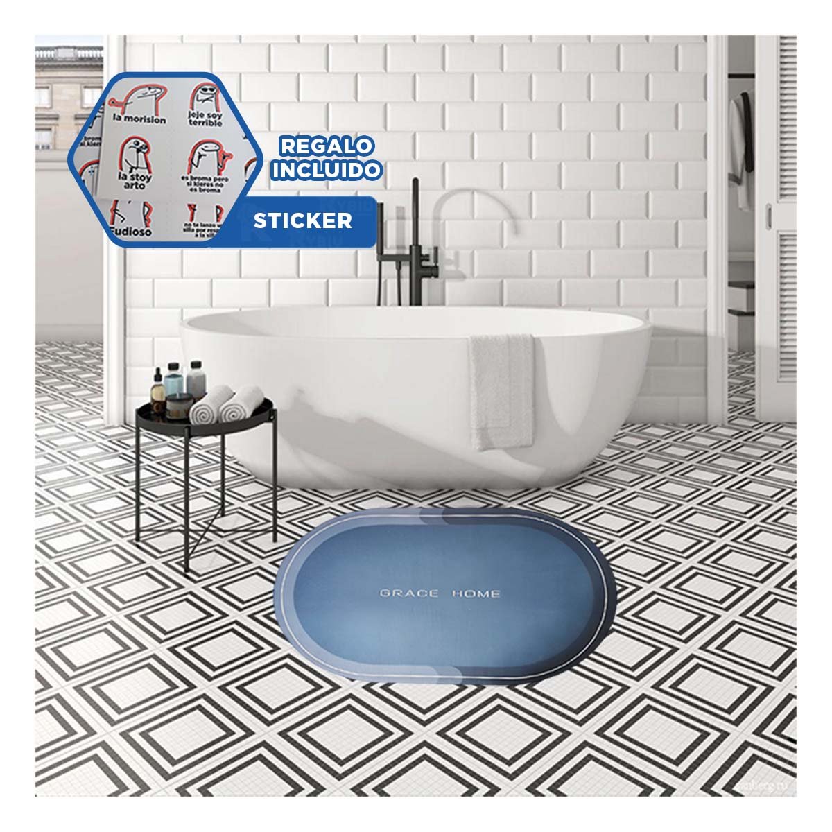 CENTRO DE MESA OVALADO AZUL MODERNO Y DECORATIVO PARA CASA YREGALO STICKER - 1