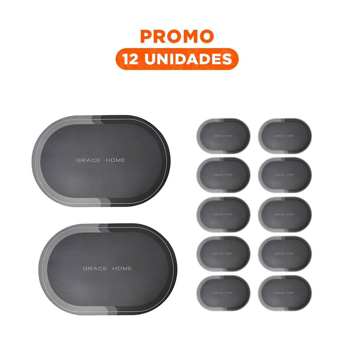 PACK12 SOPORTE DECORATIVO OVALADO PLOMO PARA DECORACION DE SALA CASA YREGALO STICKER - 1
