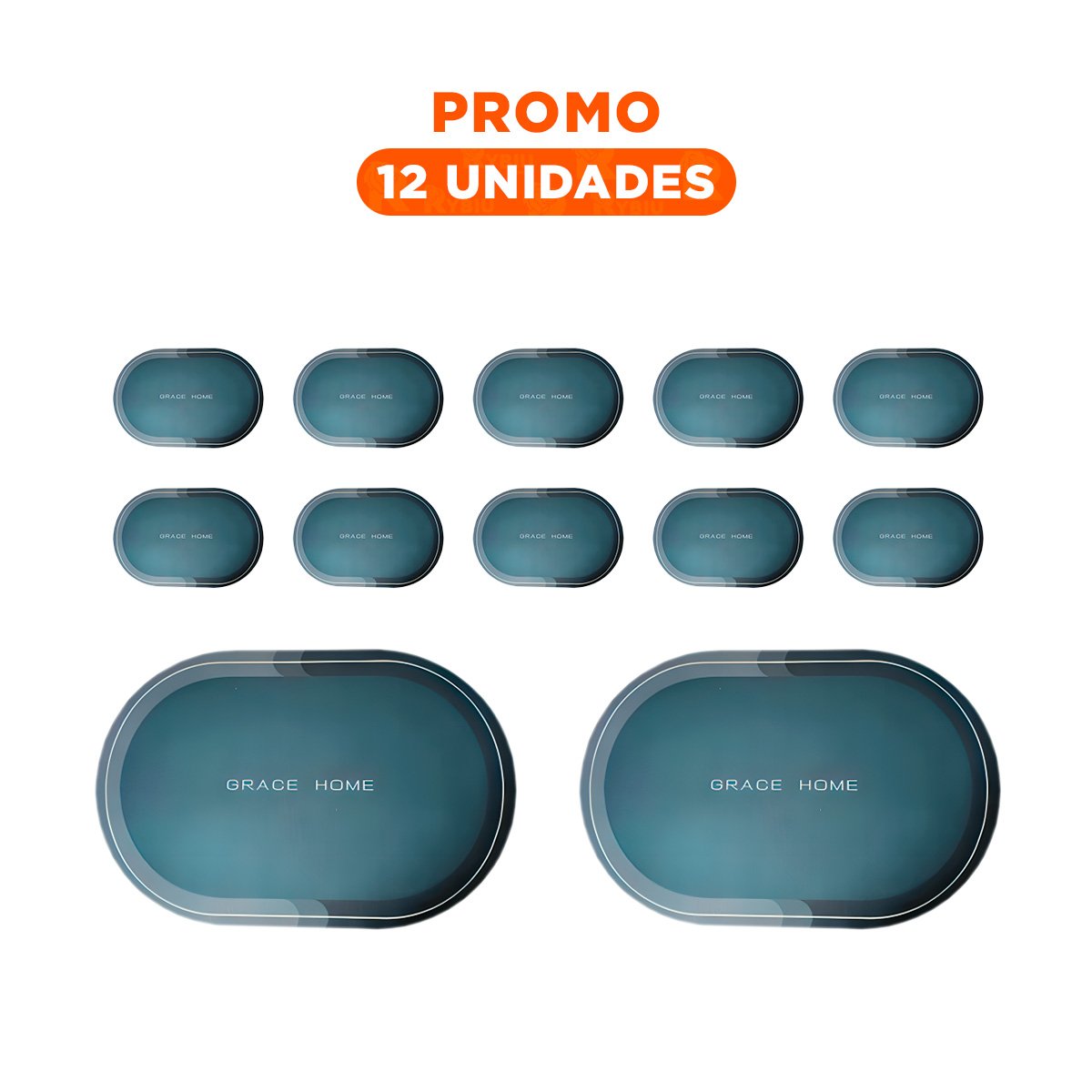 PACK12 PLATO GRANDE DECORATIVO OVALADO PARA CASA AZUL MODERNA Y ELEGANTE YREGALO STICKER - 1